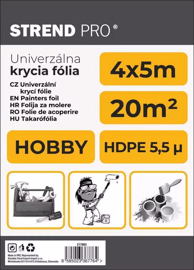Telo di copertura Strend Pro Hobby, per pittori, 4x5 m, 6µ, protettivo 5 pezzi