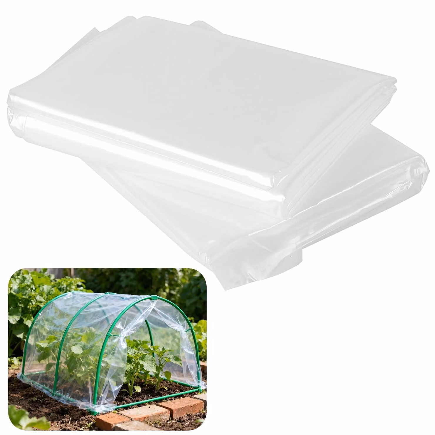 Inovra - Telo in polietilene 2m x 15m - Resistente - Tagliacarte per pellicole in plastica - Copertura per giardino - Impermeabile - Resistente allo strappo - Protezione dagli agenti atmosferici - Pellicola in plastica