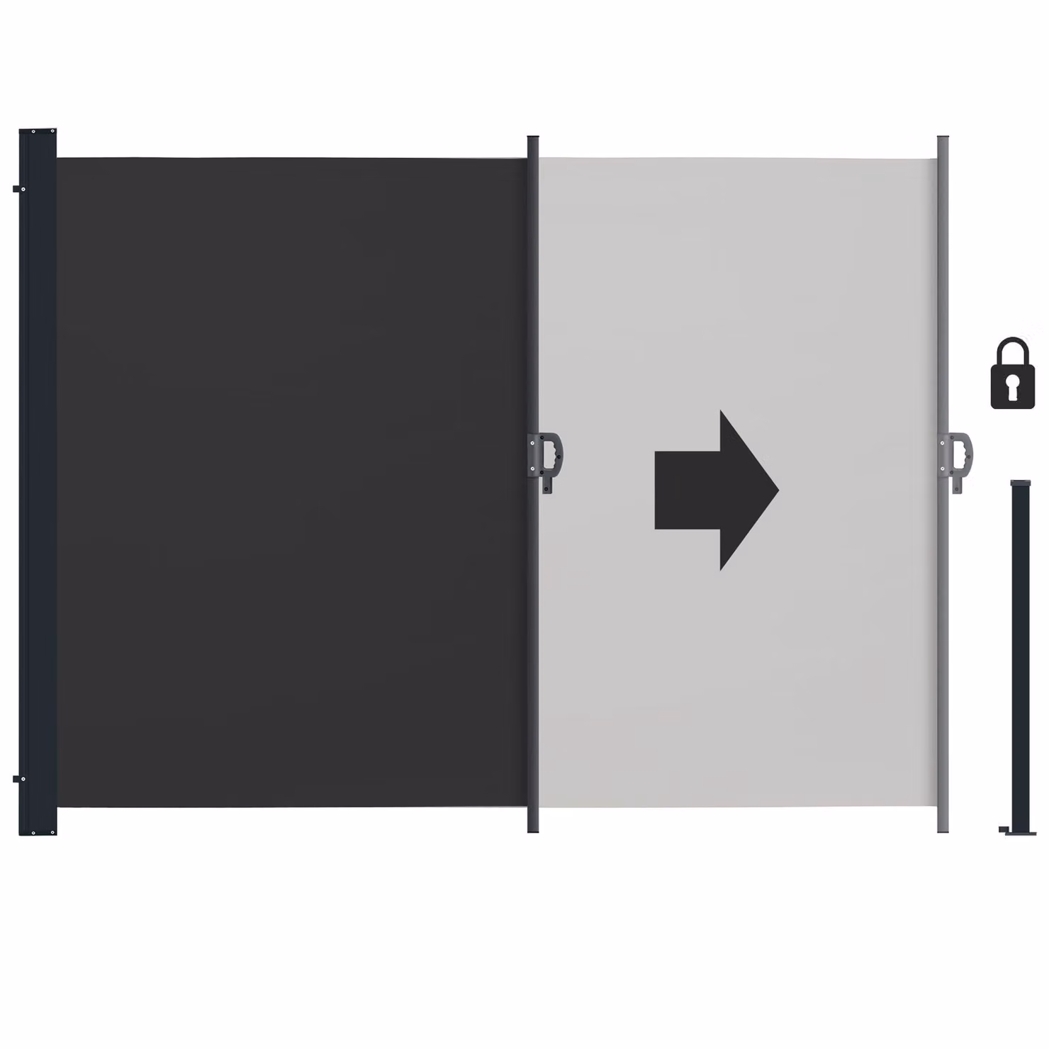 Tenda laterale oscurante tectake con meccanismo di avvolgimento in acciaio e poliestere, colore nero, L: 300 cm, H: 200 cm – 2