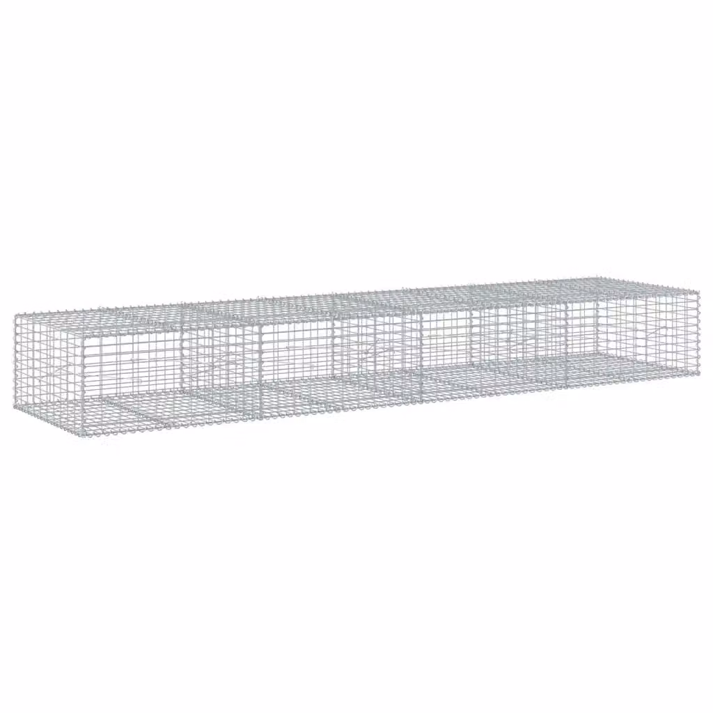 vidaXL Cesto Gabbione con Copertura in Acciaio Zincato Grigio L/P/H: 400 x 100 x 50 cm – 2