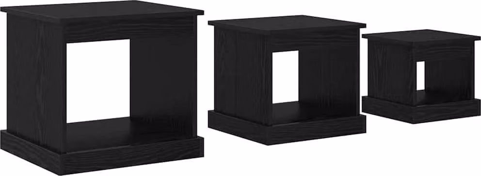 Tavolino da salotto 3 pcs Rovere Nero Legno multistrato