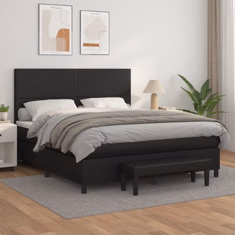 Maison Exclusive - Letto boxspring con materasso nero 160x200 cm in ecopelle