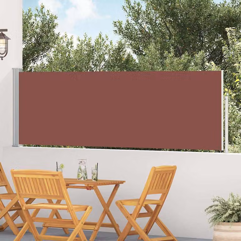 Tenda Laterale Retrattile per Patio vidaXL in Poliestere e Acciaio, Marrone, L: 514 cm, H: 100 cm