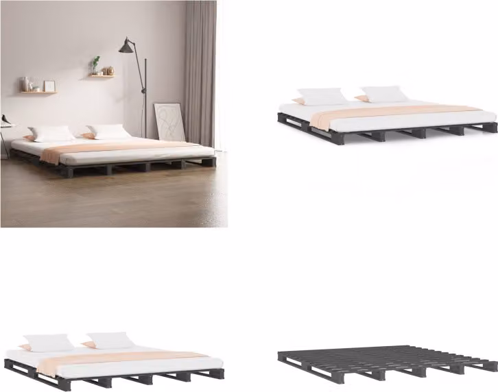 vidaXL Letto pallet grigio 120x200 cm in pino massiccio - Letto pallet - Letti pallet - Letto pallet - Letti pallet