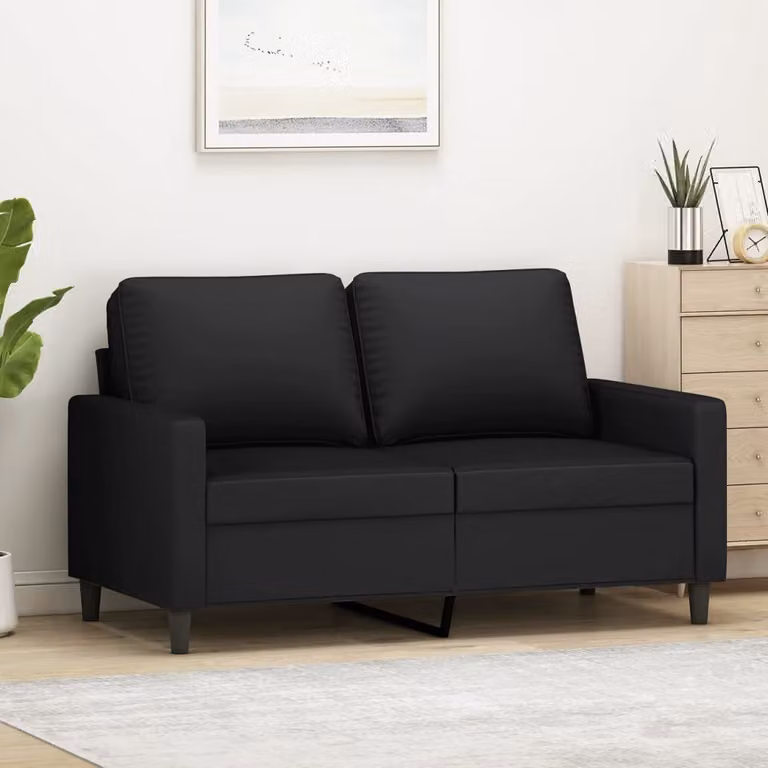 Divano esclusivo, due posti, nero, 120 cm, in velluto