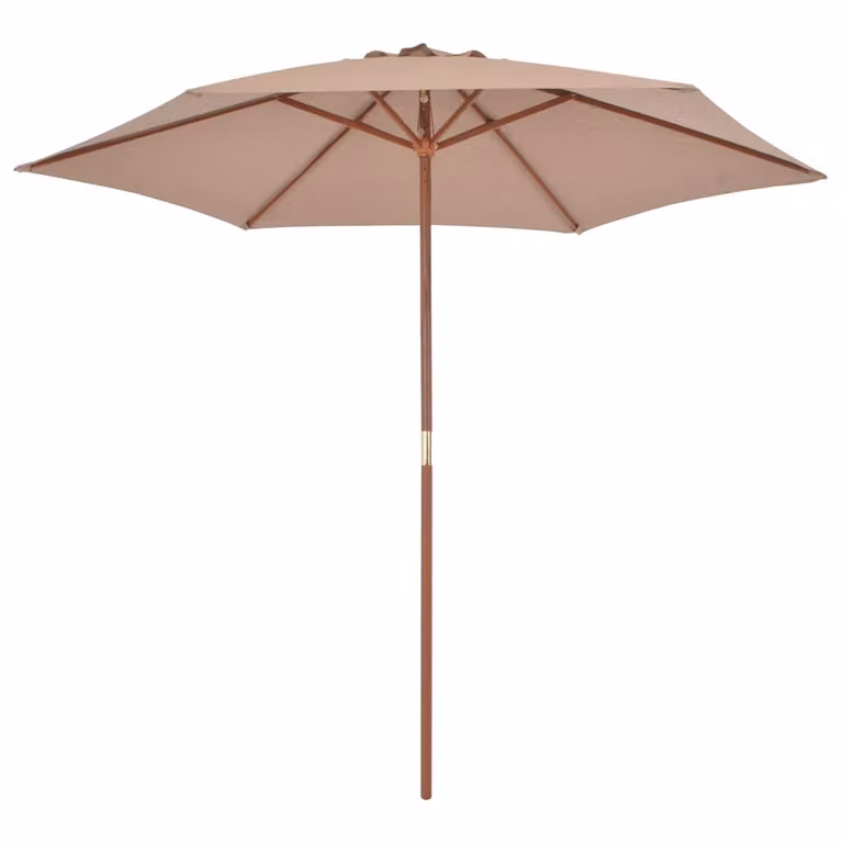 vidaXL Ombrellone con asta in legno 270 cm Taupe