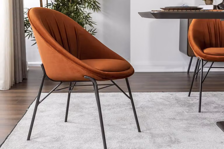 Garnitur Esszimmerstuhl Küchenstuhl Lehnstuhl Stühle 6tlg Stoff Orange