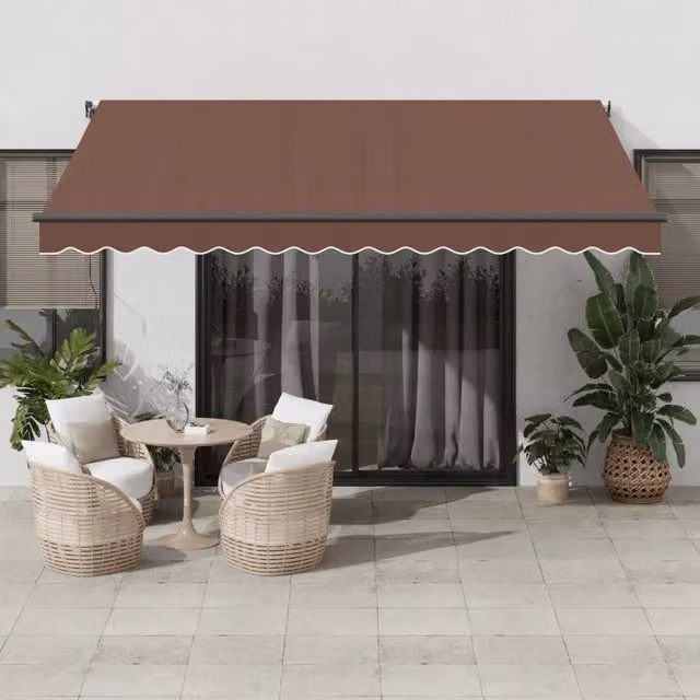 Tenda da Sole Retrattile Manuale VIDAXL con LED Marrone, L: 400 cm, P: 350 cm