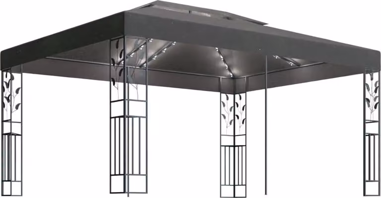 Gazebo con Tetto Doppio e Luci LED 3x4 m Antracite