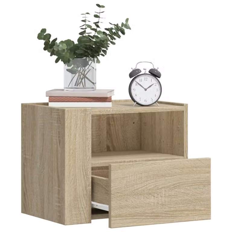 Set di 2 comodini da muro vidaXL in stile moderno, colore Rovere Sonoma, L 45 x P 30 x H 35 cm