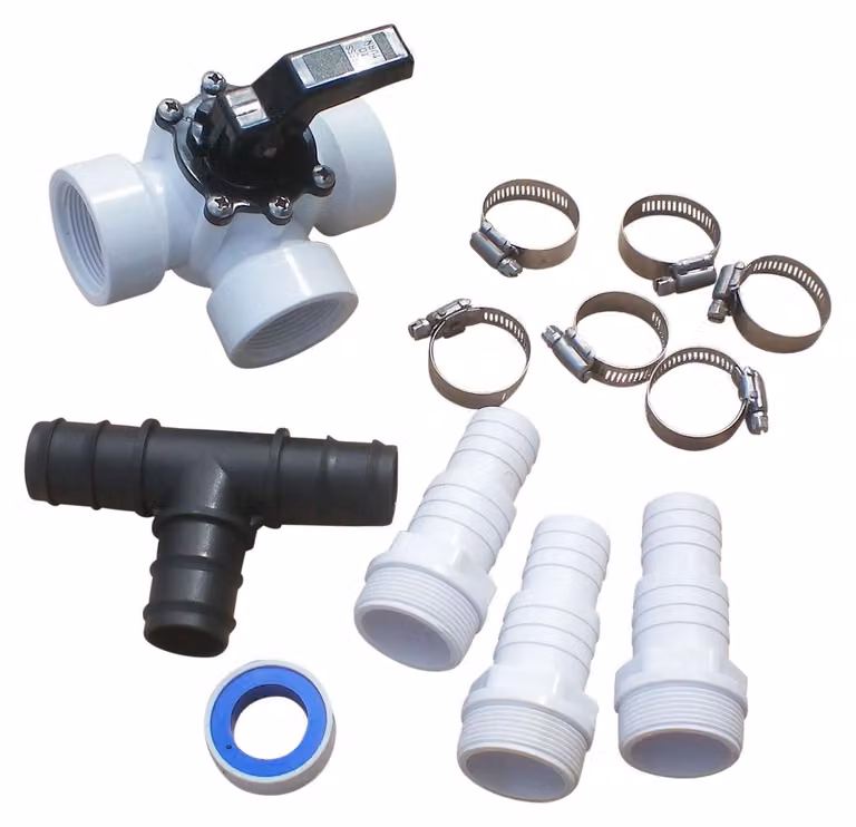 Set bypass per piscina - Valvola a 3 vie - 32/38 mm - Riscaldamento solare e pompa di calore