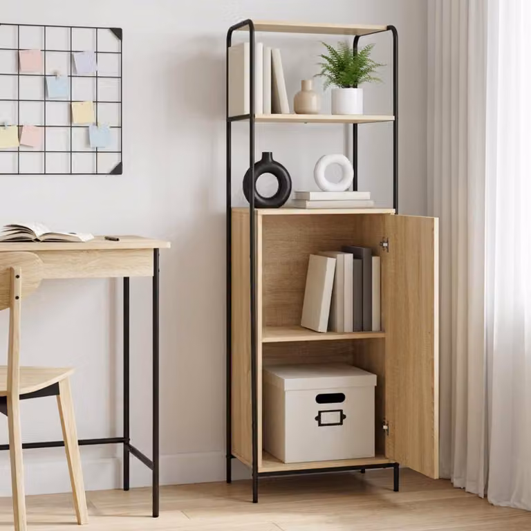 Credenza moderna vidaXL in rovere color beige e marrone con ante a battente e ripiani interni, L/P/H: 40 x 33 x 161 cm