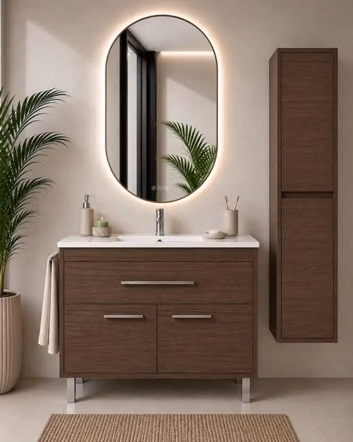 Mobile bagno con lavabo ORIGENBATH BAHIA senza specchio 90x40 cm frassino tea con colonna