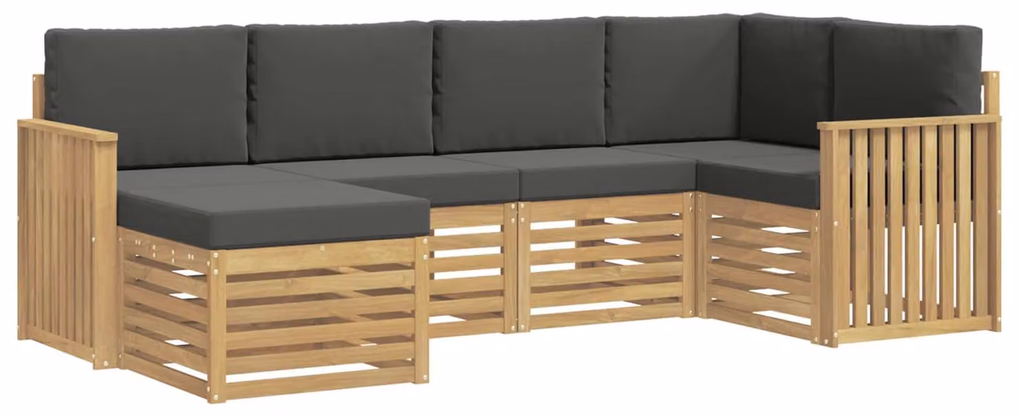 Set di divani da esterno, 6 pezzi, bianco e antracite