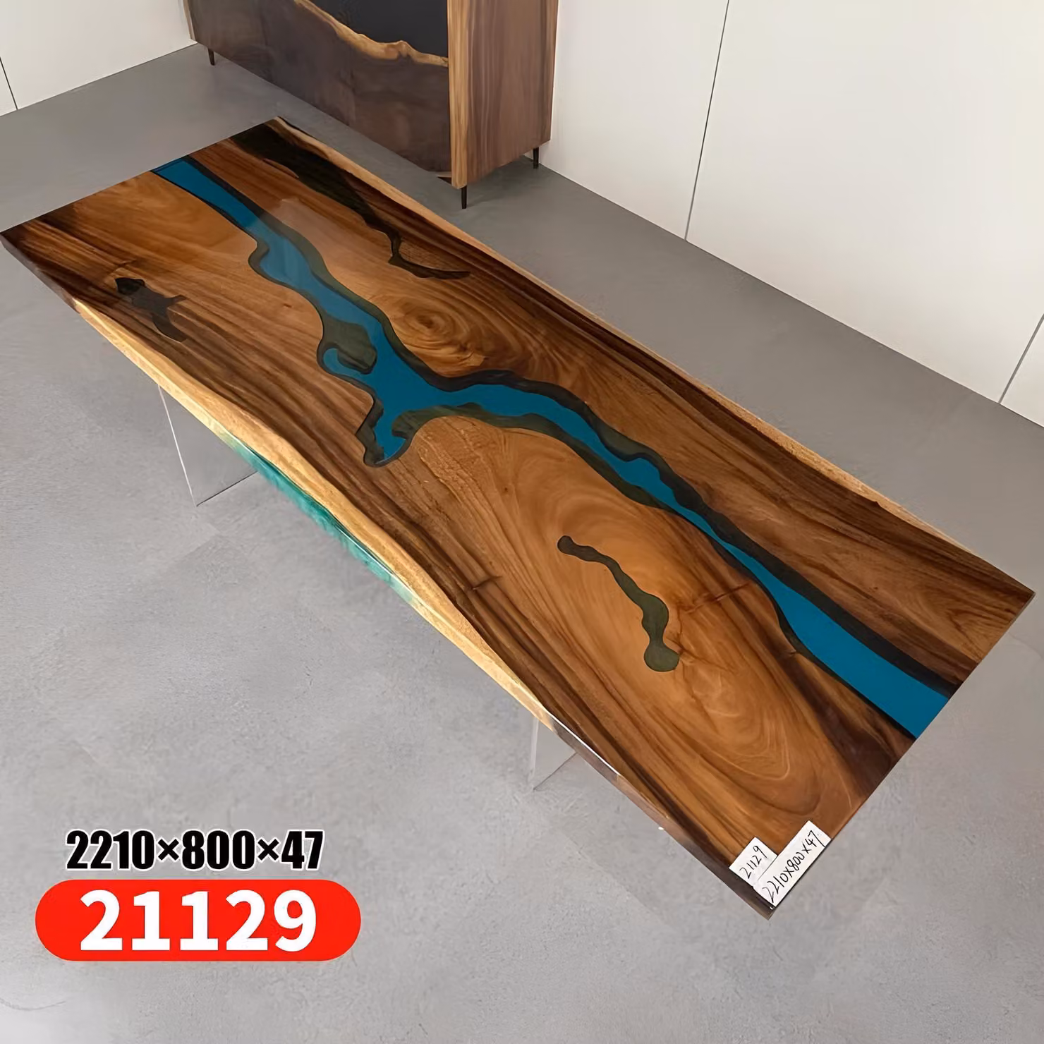 Epoxid Harz Esstisch Echtes Holz Massive Möbel Wasserfall Epoxy Tisch 221x80cm
