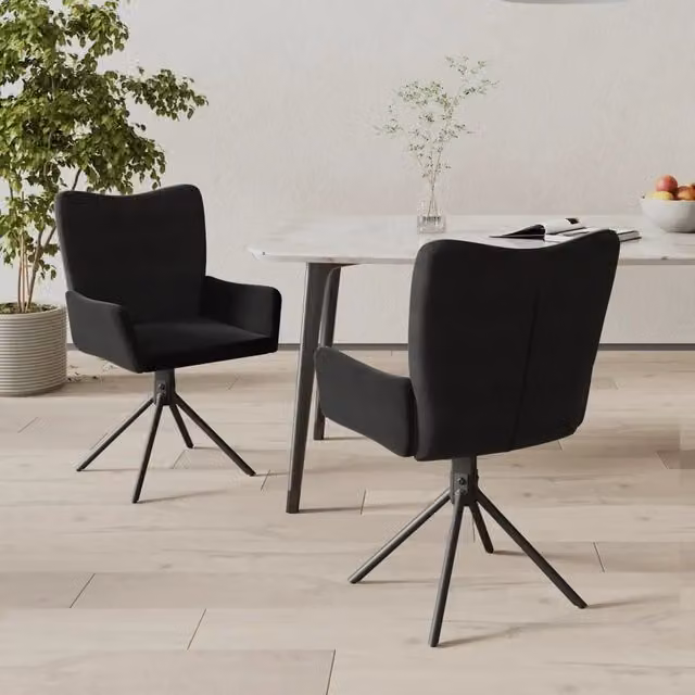 Sedie da Pranzo Girevoli 2 pz Nere in Velluto 344815