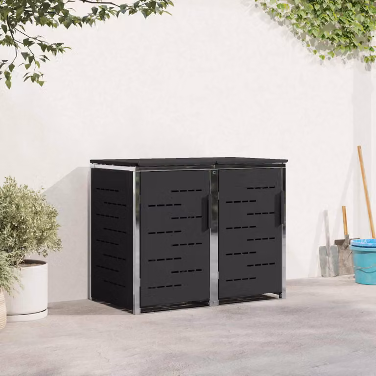 Contenitore per stoccaggio vidaXL con 2 contenitori da 240L in acciaio inox e colore nero