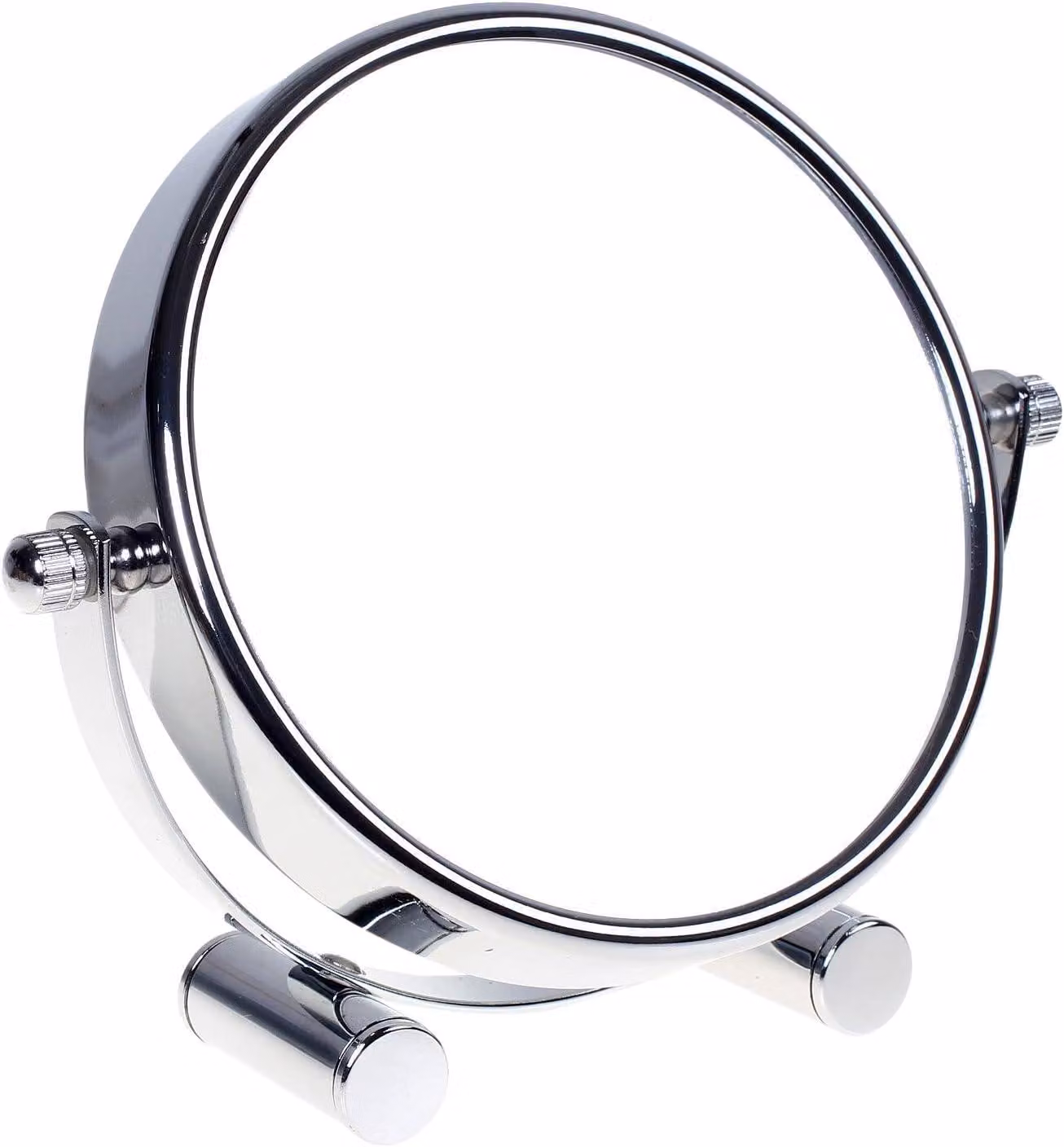 Specchio da trucco da terra, ingrandimento 10x, diametro 15 cm, girevole, cromato, compatto, ideale per