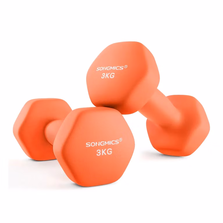 Set di Manubri Esagonali con Superficie in Vinile per Esercizio, Arancione / 2x3 kg