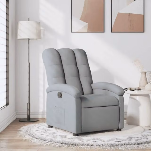 Divano Sedia-Poltrona Reclinabile in Tessuto Grigio Chiaro 304599