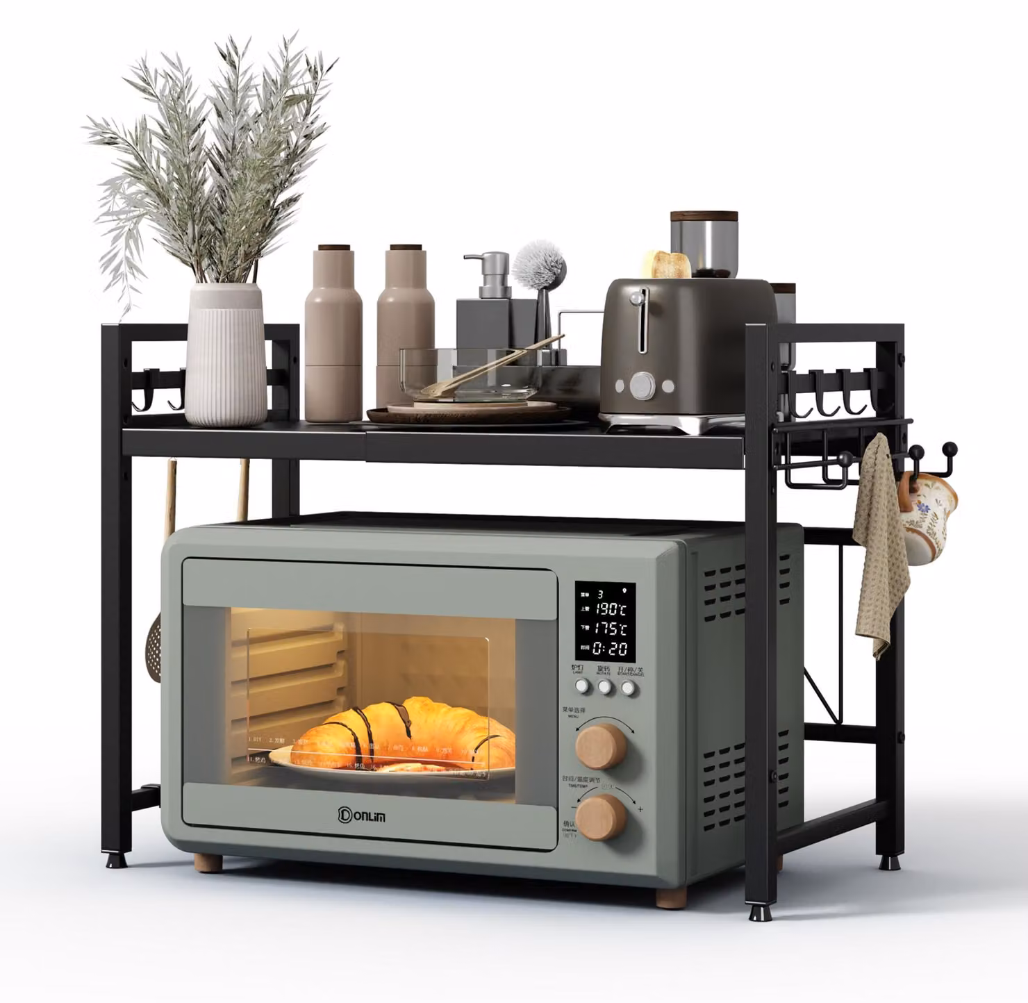 Solidchoice - Ripiano regolabile per microonde con 2 livelli e attacchi
