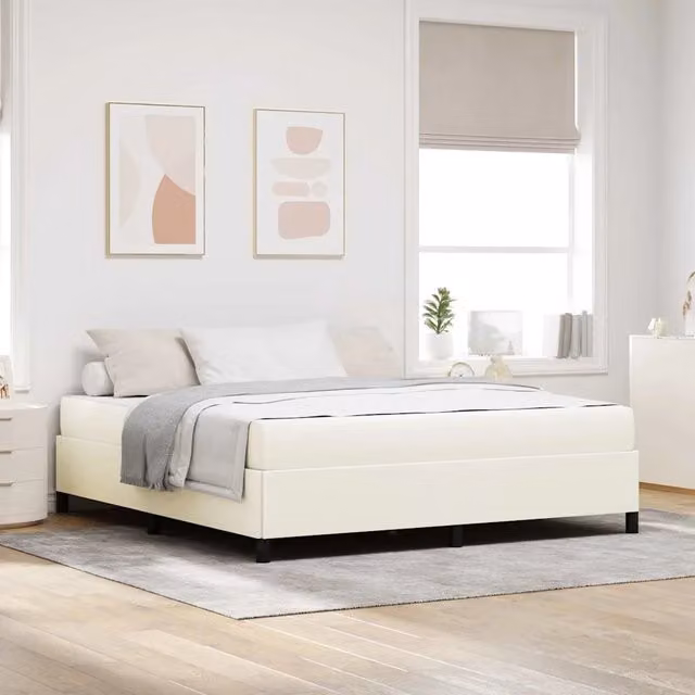 Letto matrimoniale moderno vidaXL con materasso a molle in tessuto bianco L/P: 180 x 200 cm, H: 203 cm
