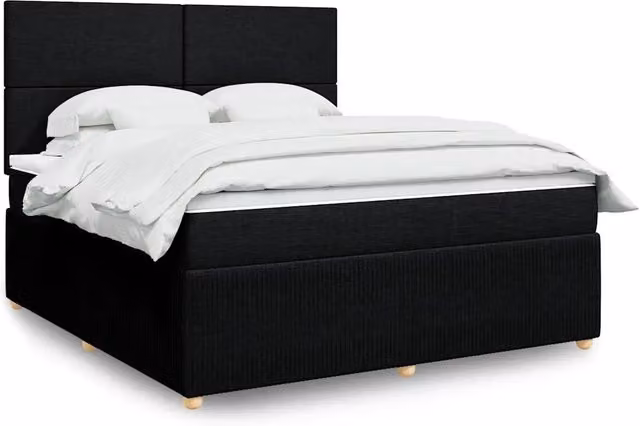 Letto Ibrido vidaXL con Giroletto a Molle e Materasso Nero in Tessuto L/P: 180 x 200 cm – 1