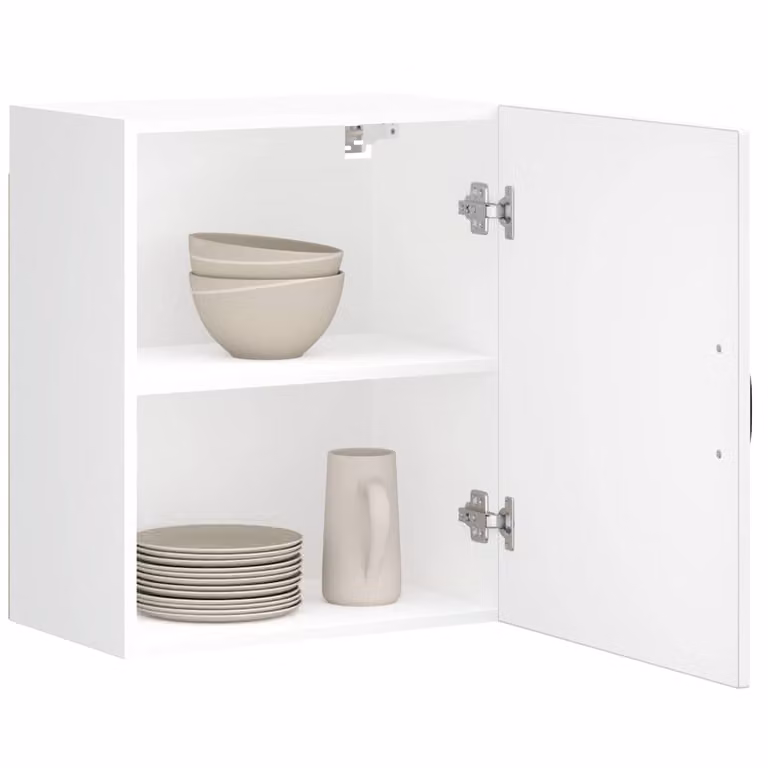 Set di 2 pensili da cucina vidaXL Lucca in legno bianco lucido con ante a battente