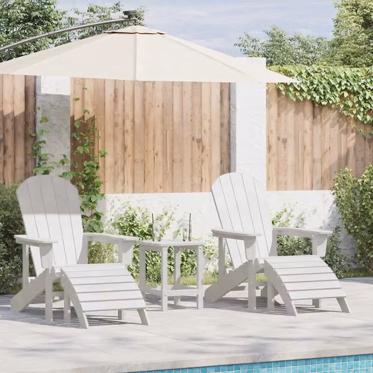 Set di 3 sedie da giardino vidaXL in polietilene bianco opaco