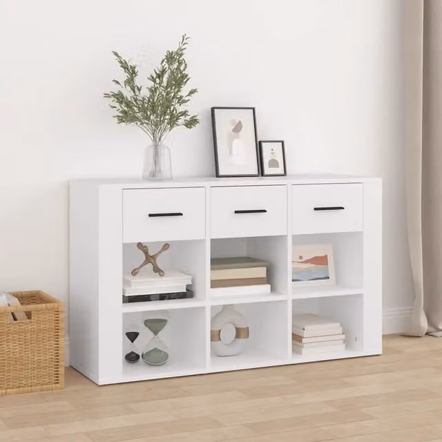 Credenza bianca vidaXL in legno e MDF per sala da pranzo, sospesa, L 100 x P 30 x H 59,5 cm