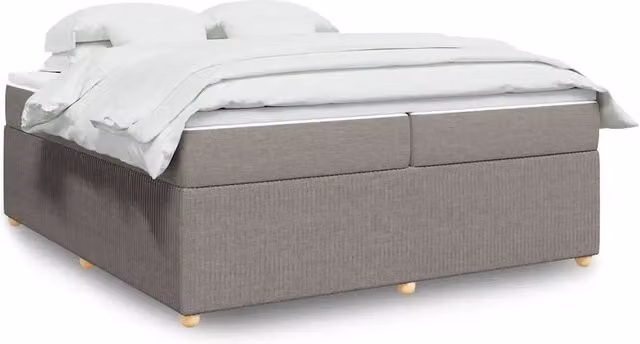 Letto Ibrido con Giroletto a Molle e Materasso vidaXL in Tessuto, Colore Tortora, L/P: 200 x 200 cm