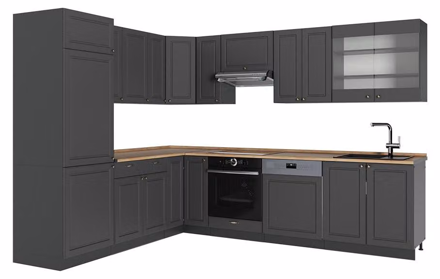 Cucina angolare completa Vicco Fame-Line Oro-antracite rustico/Antracite 287 x 227 cm, PL Rovere, Model 56776
