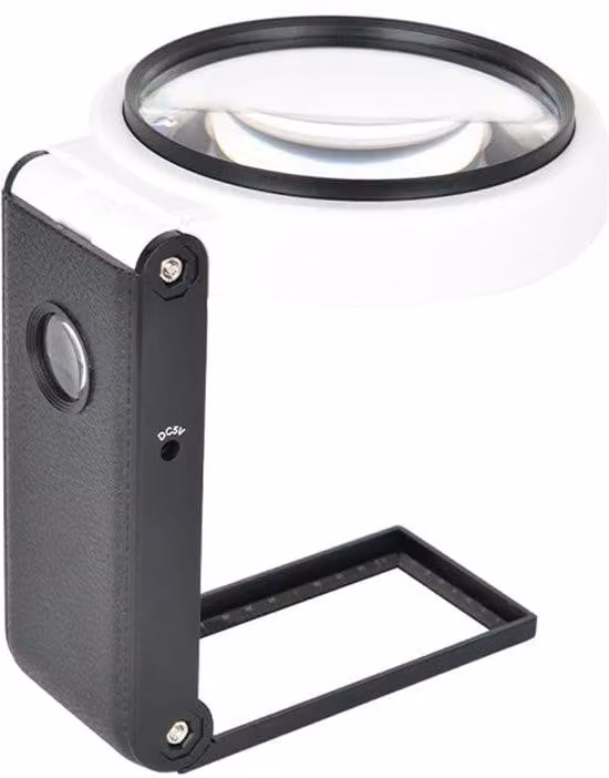Lente d'ingrandimento pieghevole Unyqoos® – Ingrandimento da 10 a 25x, 32 LED e 3 modalità di illuminazione, supporto da tavolo, lente antigraffio, alimentazione tramite USB o 3 batterie AAA, ideale per collezionisti di monete e artigiani