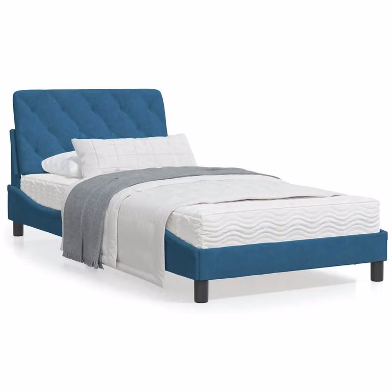 Giroletto senza Materasso Blu 100x200 cm in Velluto