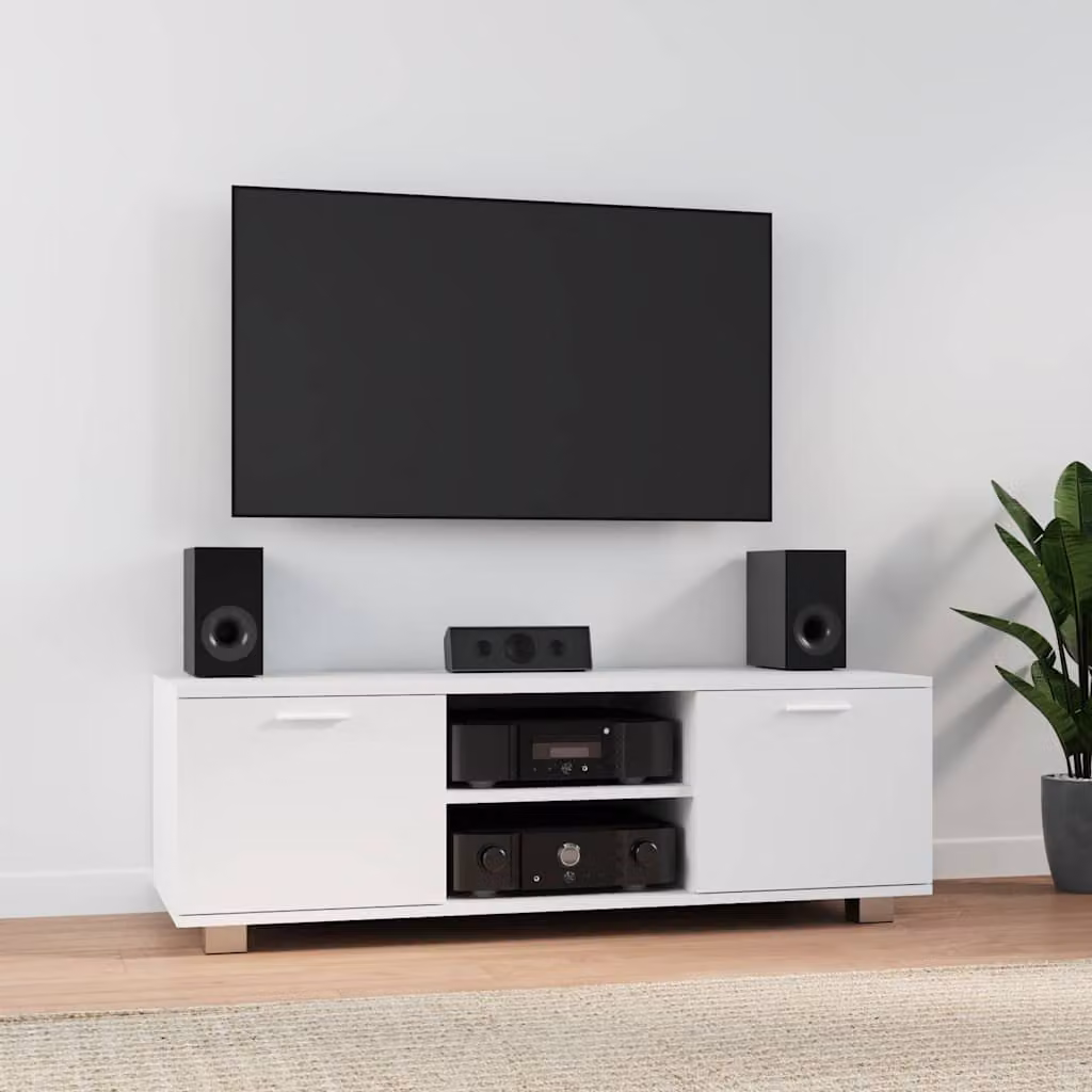 vidaXL Mobile Porta TV Bianco Moderno in Legno e Metallo L: 120 cm, P: 40,5 cm, H: 35 cm