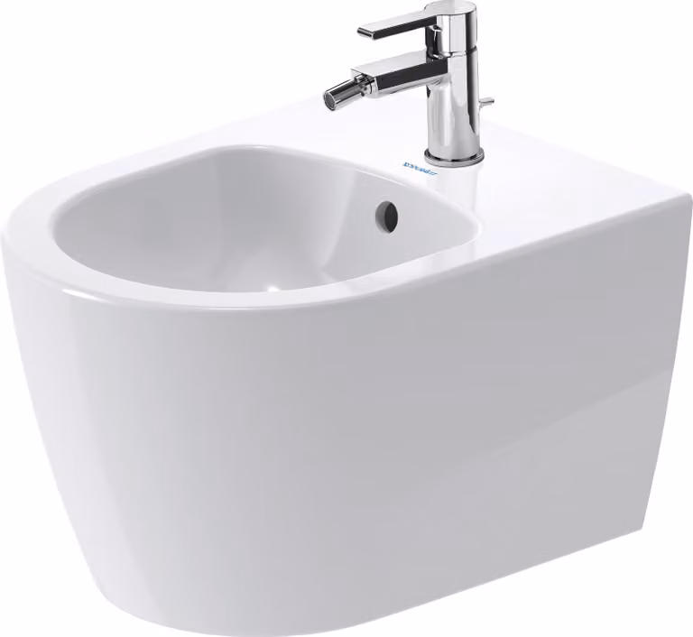 Duravit ME by Starck Bidet suspendu Compact, avec trop-plein, 1 trou pour robinet, portée 480mm, 229015AC00, 229015AC00