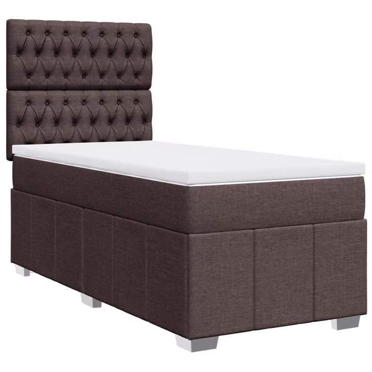 Giroletto a Molle con Materasso Marrone Scuro 90x200 cm Tessuto
