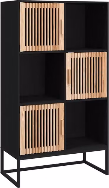 Credenza | Madia | Buffet da pranzo | Armadio da pranzo Nera 70x35x125 cm in Legno Multistrato