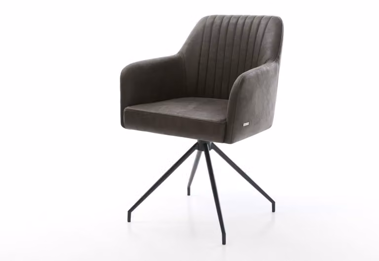 DELIFE Sedia da pranzo Greg-Flex, microfibra, antracite, stile vintage, struttura a croce conica, nera, imbottitura a molle insacchettate