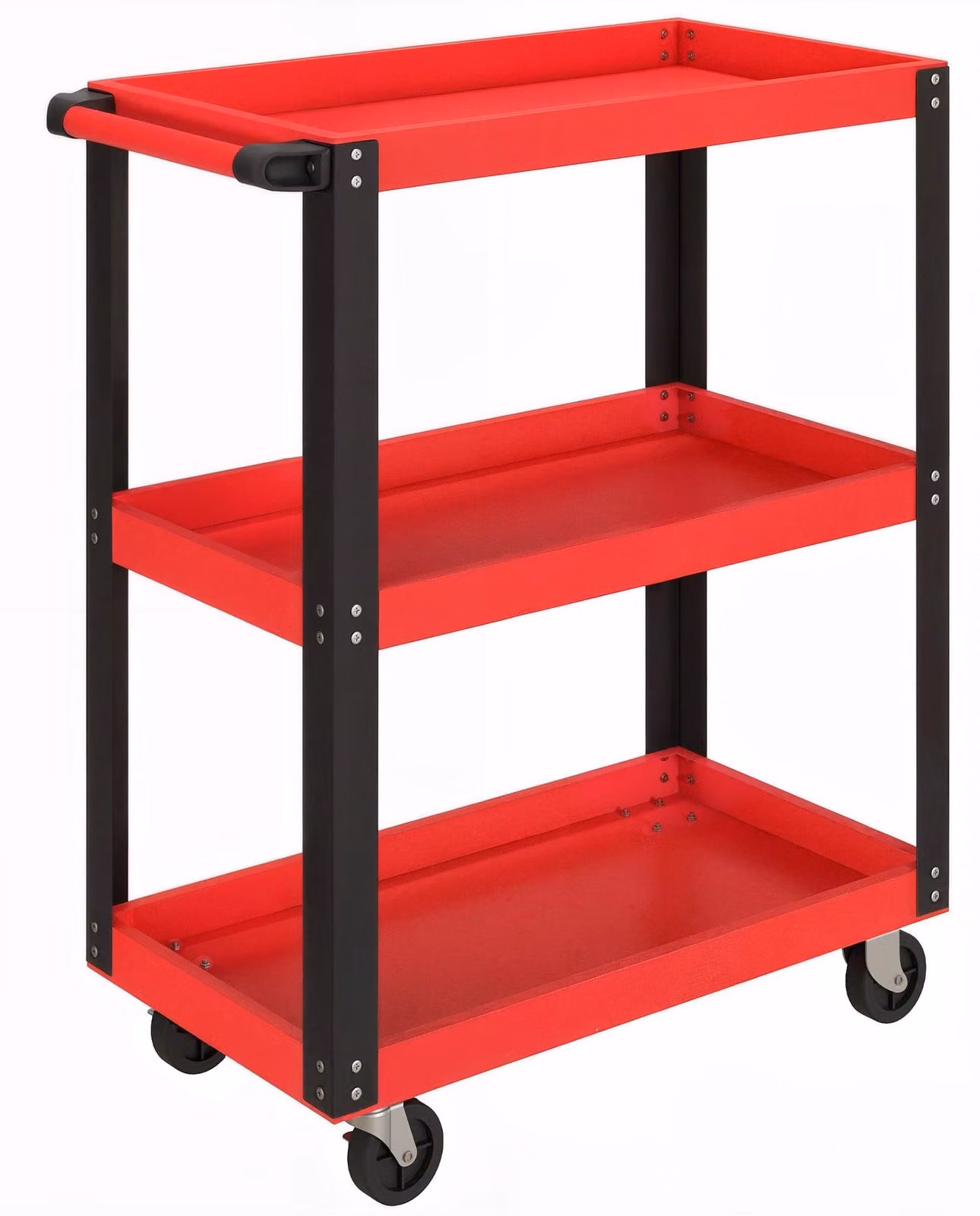 Carrello portattrezzi a 3 livelli su ruote – capacità: 120 kg | Colore: rosso | Dimensioni: 35x70,5x82,5 cm