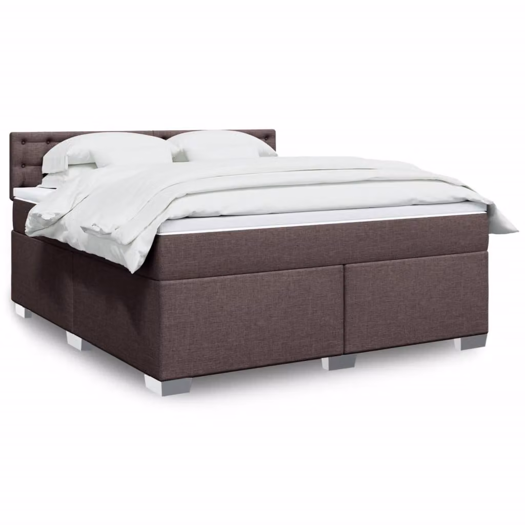 vidaXL Letto Ibrido con Materasso e Giroletto a Molle in Tessuto Marrone e Bianco L/P: 180 x 200 cm – 1
