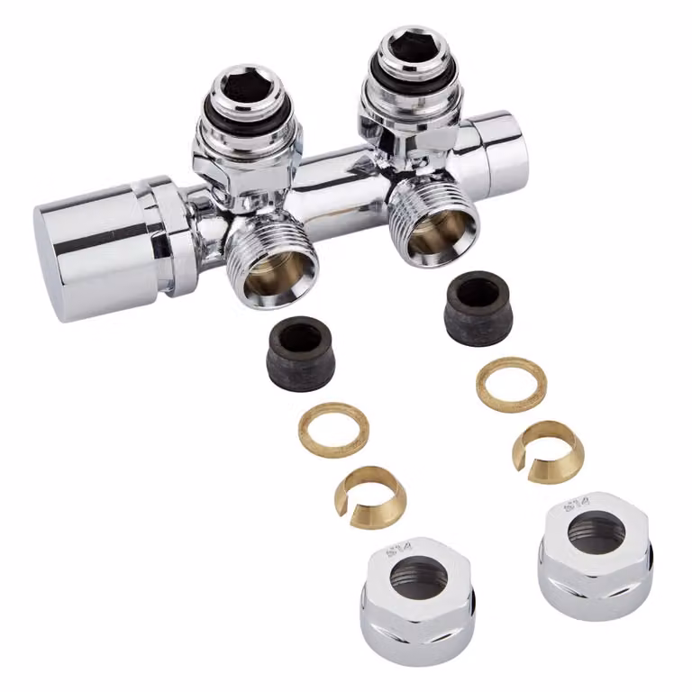 Valvole Squadra Multiblock H Radiatori con Adattatori Ø14mm Rame