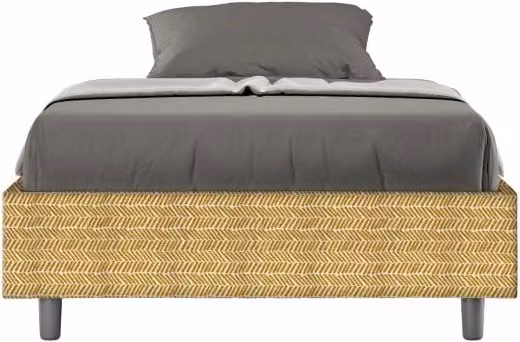 Letto Sommier imbottito 1 piazza e mezza 120x210 cm tessuto Aragona Azelia - Con rete,Giallo