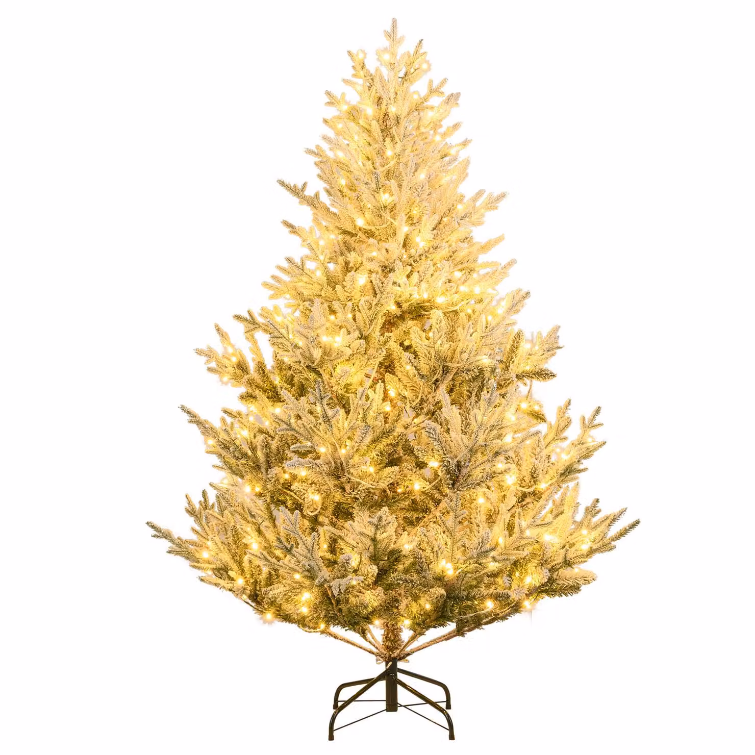 COSTWAY Albero di Natale artificiale 180cm con neve, albero di Natale con LED bianco caldo, 13 modalità, timer e luminosità regolabile