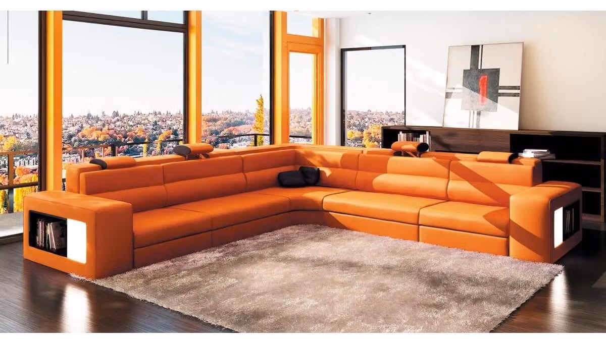 L-Form Modern Ecksofa Couch Polster Leder Design Sofa Garnitur Wohnlandschaft