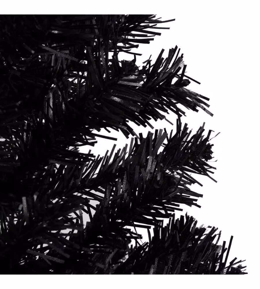 Set Albero Natale Artificiale con LED e Palline Nero 240 cm PVC
