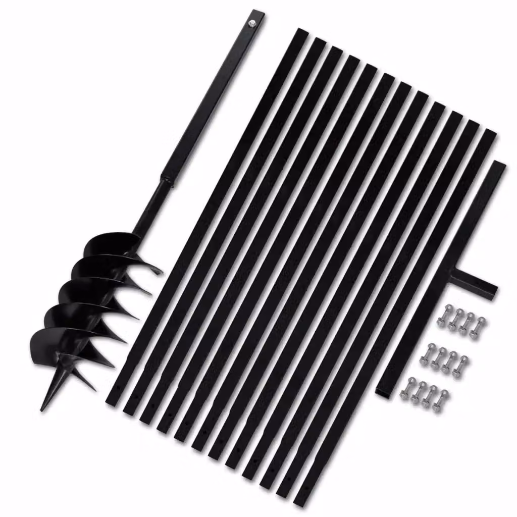 Trapano da terra manuale vidaXL in acciaio nero con manico da 150 mm e tubo di prolunga da 13 m – 2