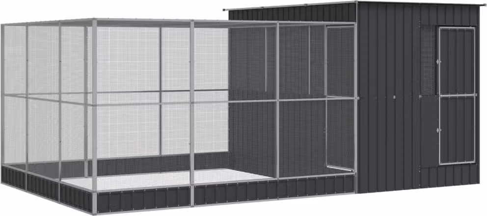 Voliera con Estensione Argento 497x303x216 cm in Acciaio