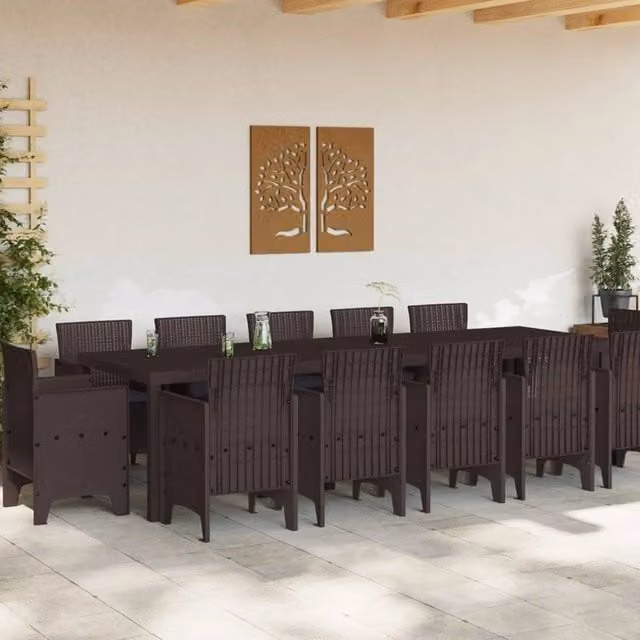 Set da Pranzo per Giardino 13 pz Marrone e Antracite 3378620