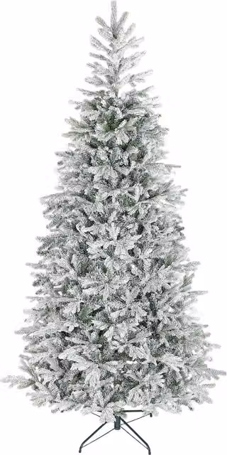 Albero di Natale innevato HOMCOM con rami realistici e base in metallo pieghevole, Altezza: 210 cm